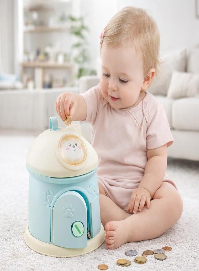 Kitwe لعبة حصالة نقود للأطفال الصغار من كيتوي - حصالة نقود لطيفة على شكل منزل مع باب دوار | صندوق تعليمي لتوفير المال للأطفال الرضع من البنات والأولاد | بلاستيك آمن، ديكور منزلي وهدية للأطفال. - Image 4